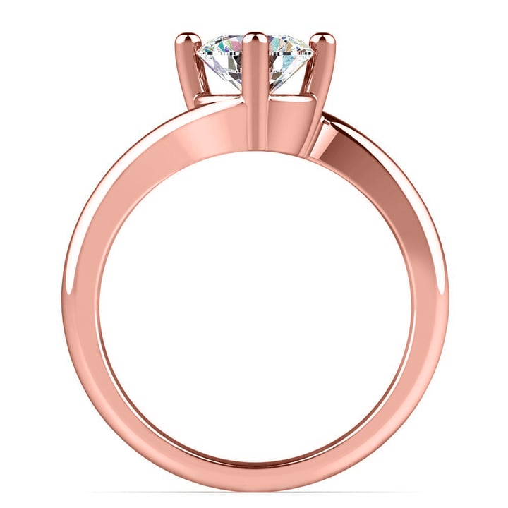 Swirl Style Solitaire Engagement Ring in Rose Gold | Thumbnail 02