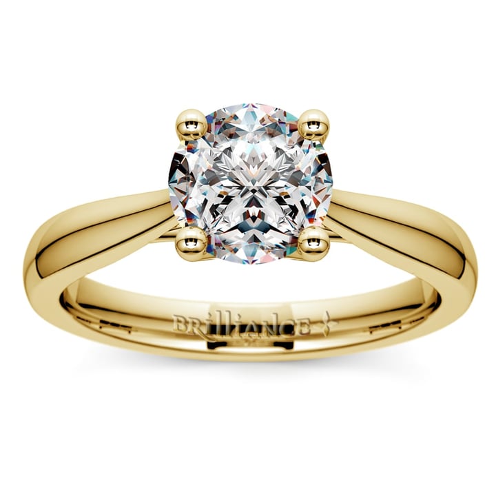 Tapered Solitaire Engagement Ring Setting In Yellow Gold | Thumbnail 01