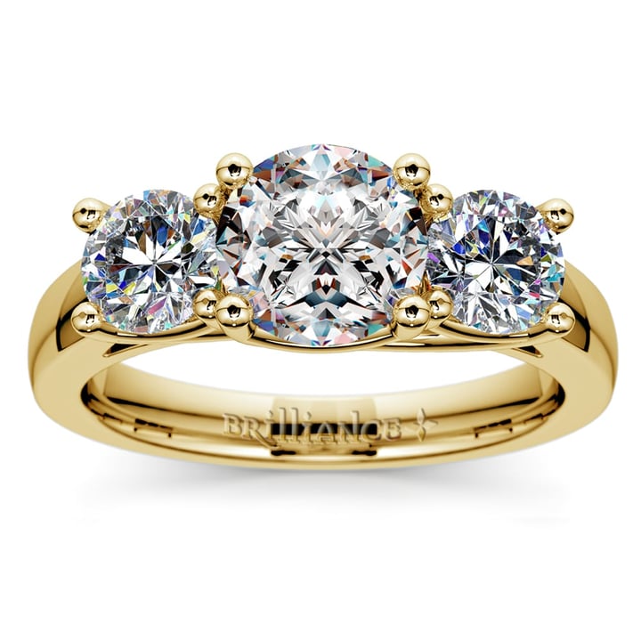 3 Stone Trellis Diamond Engagement Ring Setting In Classic Gold | Thumbnail 01