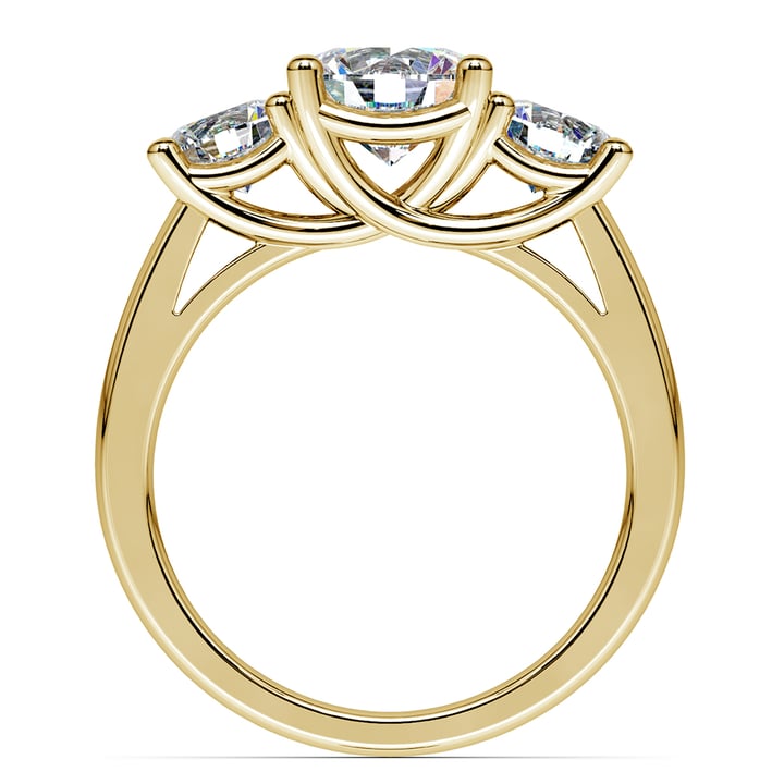 3 Stone Trellis Diamond Engagement Ring Setting In Classic Gold | 02