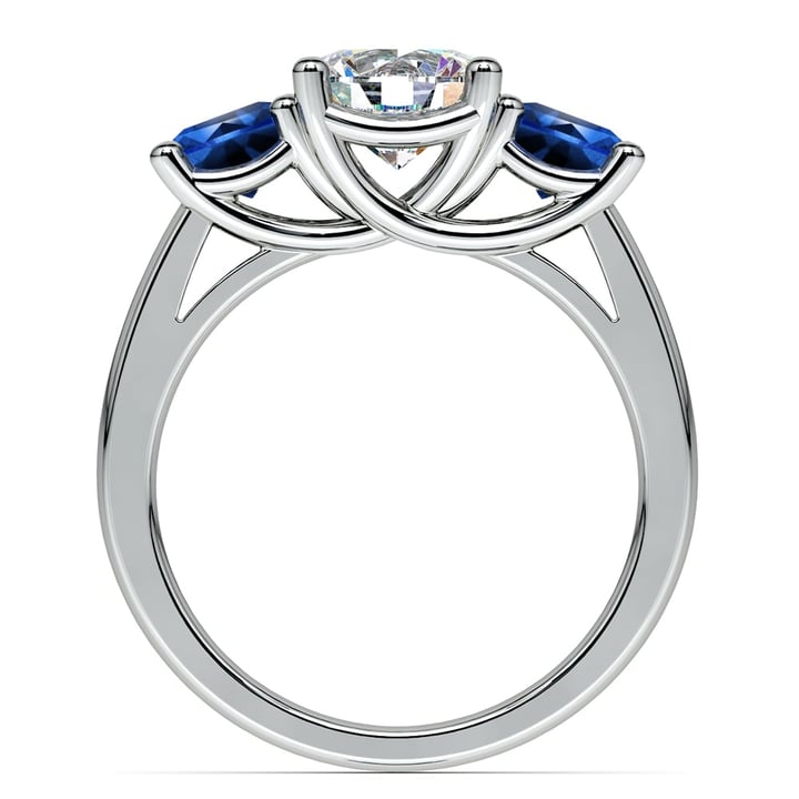 Three Stone Sapphire And Diamond Ring In White Gold | 02