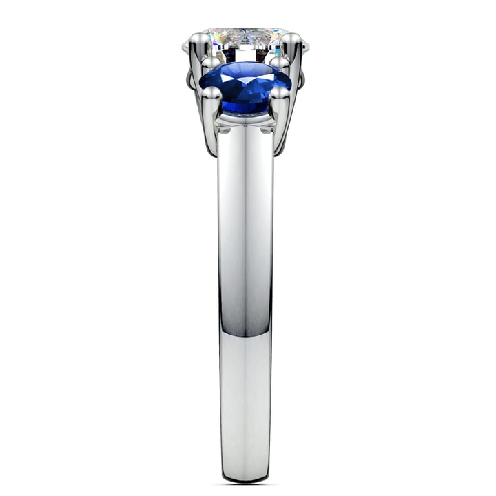 Three Stone Sapphire And Diamond Ring In White Gold | Thumbnail 03