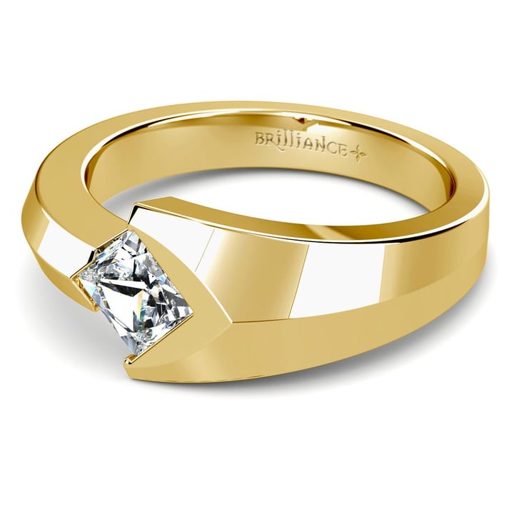 Unique Mens Diamond Engagement Ring In Gold - Trident | 01