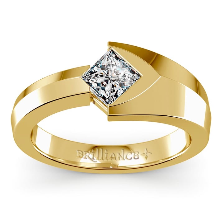 Unique Mens Diamond Engagement Ring In Gold - Trident | Thumbnail 02