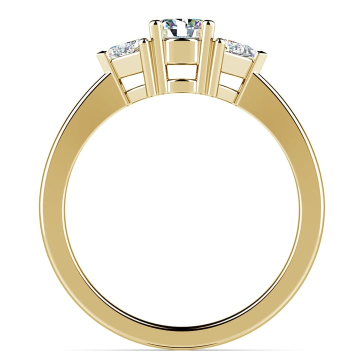 Trillion Setting Engagement Ring In Yellow Gold (1/3 Ctw) | Thumbnail 02