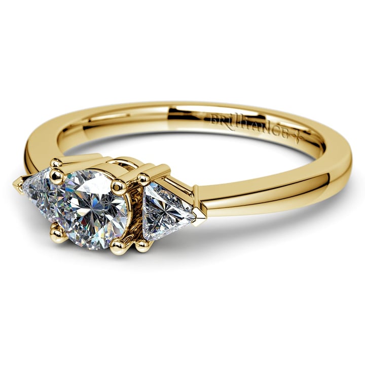 Trillion Setting Engagement Ring In Yellow Gold (1/3 Ctw) | 04