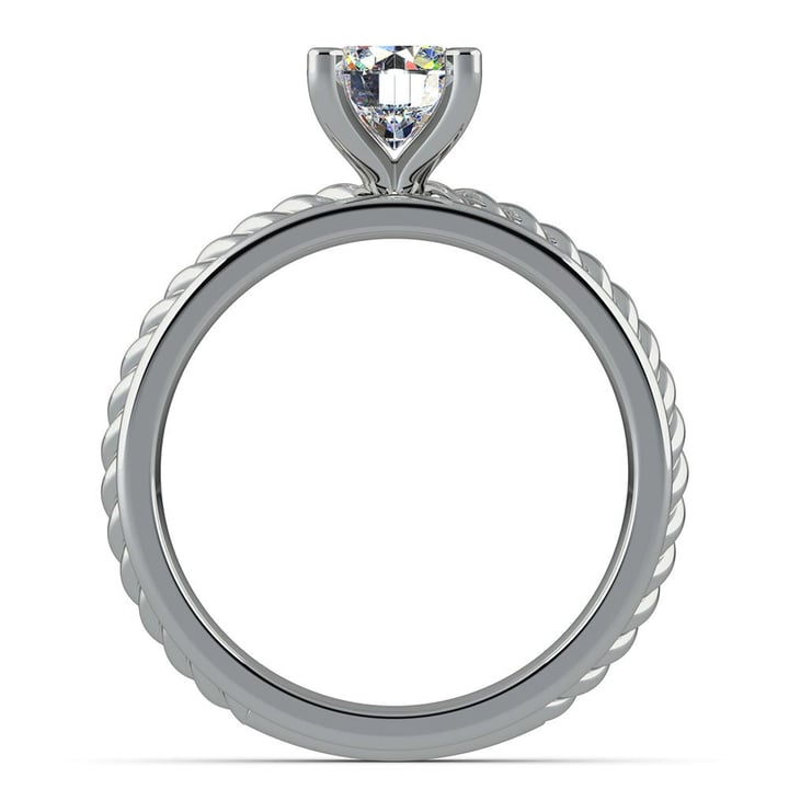 Tulip Setting Ring With Twisted Rope Band In Platinum | 02