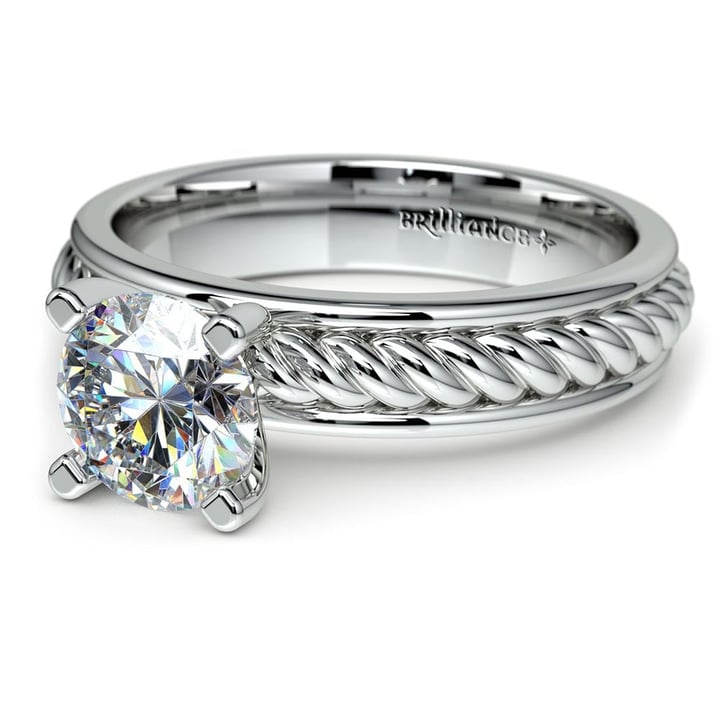 Tulip Setting Ring With Twisted Rope Band In Platinum | Thumbnail 04