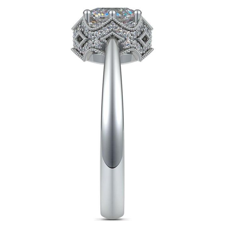 Vintage Halo Diamond Engagement Ring Setting In Platinum | Thumbnail 03