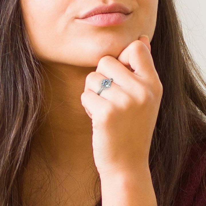 Vintage Halo Diamond Engagement Ring Setting In Platinum | Thumbnail 06