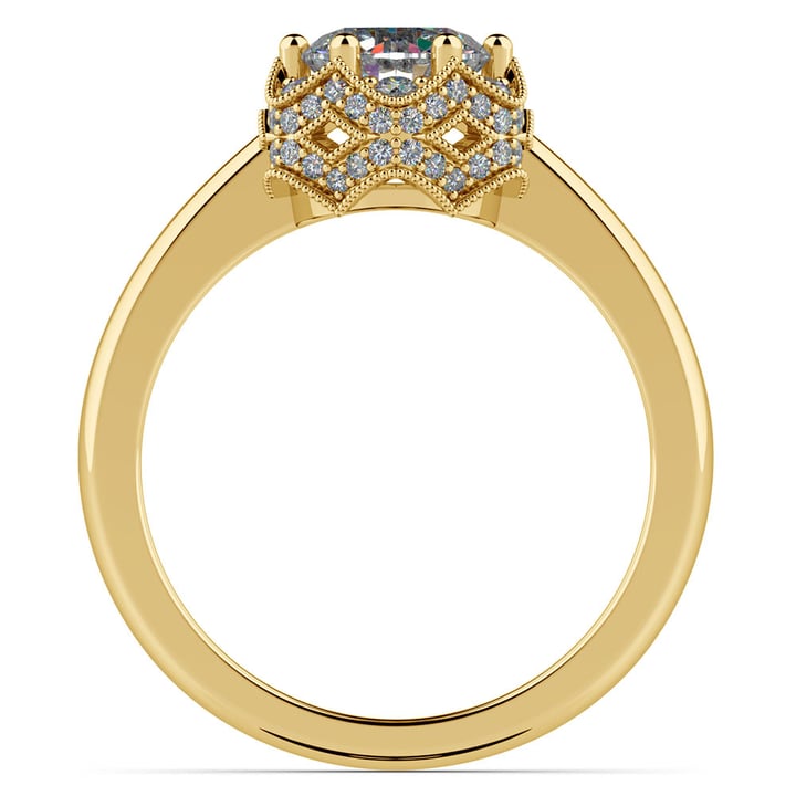 Vintage Halo Diamond Engagement Ring Setting In Yellow Gold | Thumbnail 02