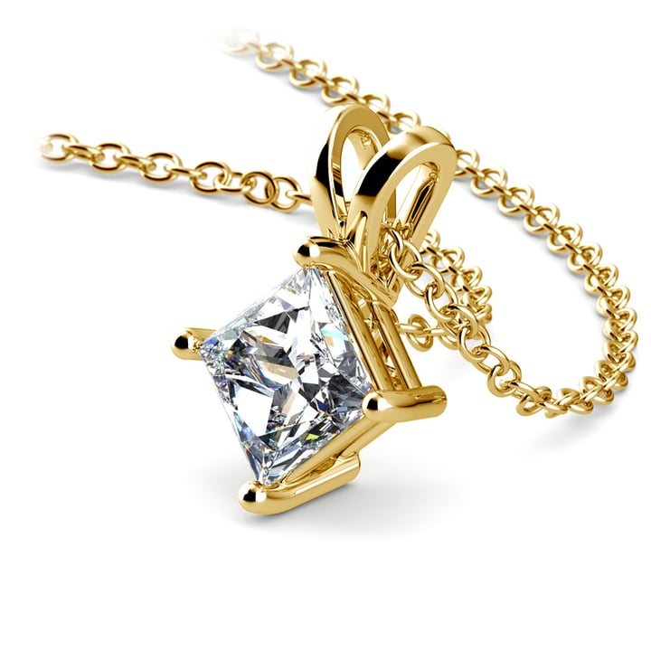 1.25 Carat Lab Diamond Princess Pendant in Yellow Gold | 01
