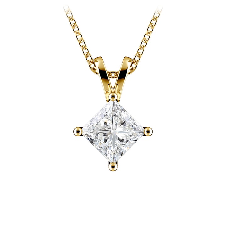 1.25 Carat Lab Diamond Princess Pendant in Yellow Gold | Thumbnail 02