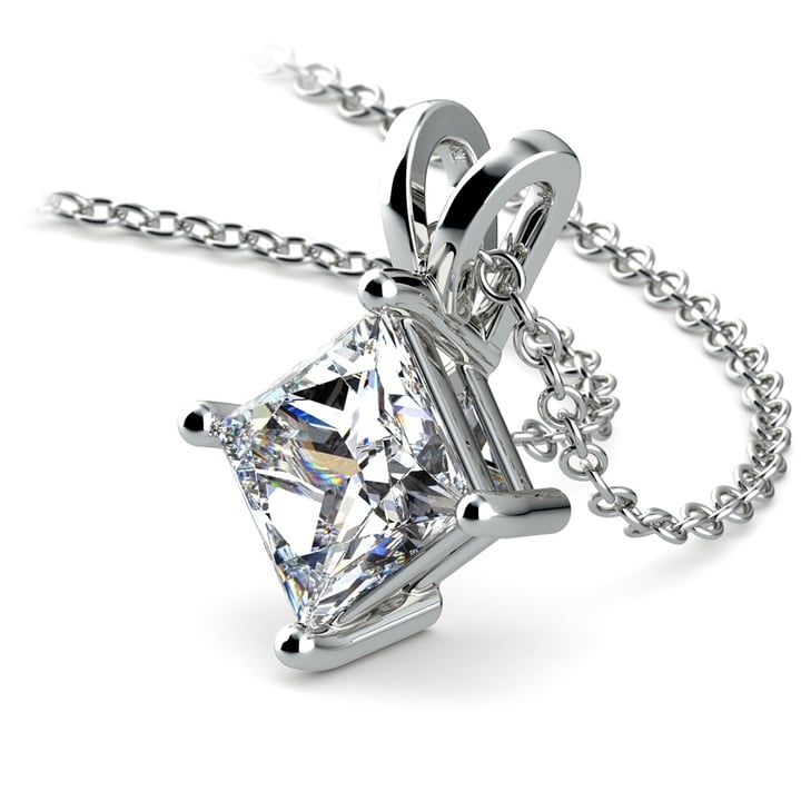 2.50 Carat Lab Diamond Princess Pendant in White Gold | 01