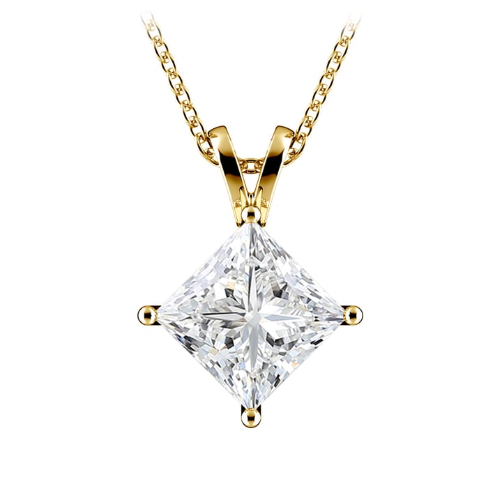 2.50 Carat Lab Diamond Princess Pendant in Yellow Gold | 02