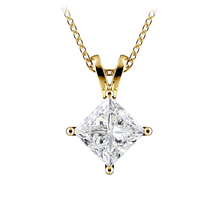 2 Carat Lab Diamond Princess Pendant in Yellow Gold | Thumbnail 02
