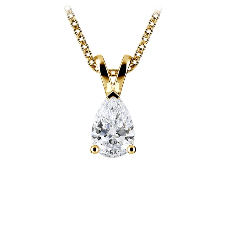 3/4 Carat Lab Diamond Pear Pendant in Yellow Gold | Thumbnail 02