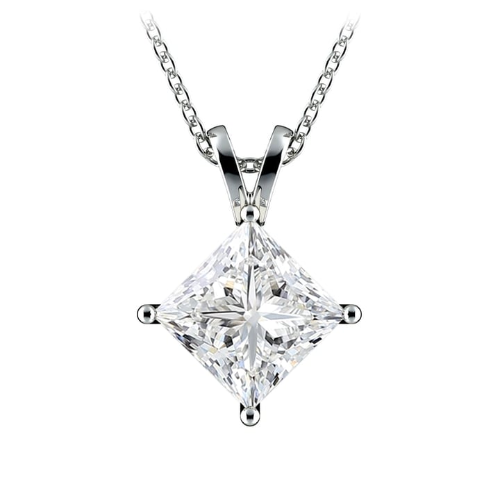 3 Carat Lab Diamond Princess Pendant in White Gold | Thumbnail 02