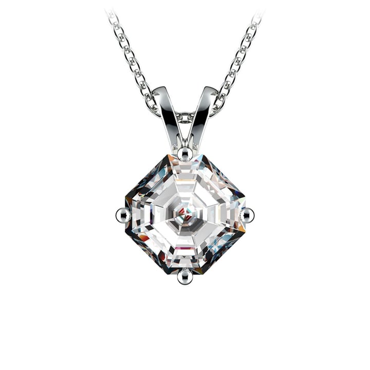 1 1/2 Carat Asscher Cut Pendant Diamond Necklace In Platinum | Zoom
