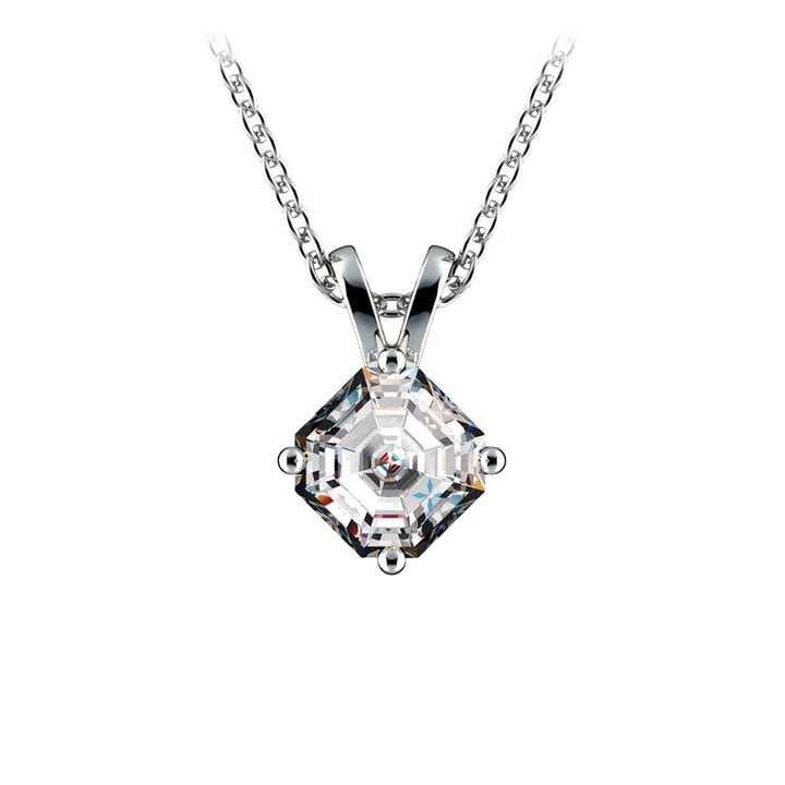 3/4 Carat Asscher Cut Diamond Pendant Necklace In Platinum | Thumbnail 01