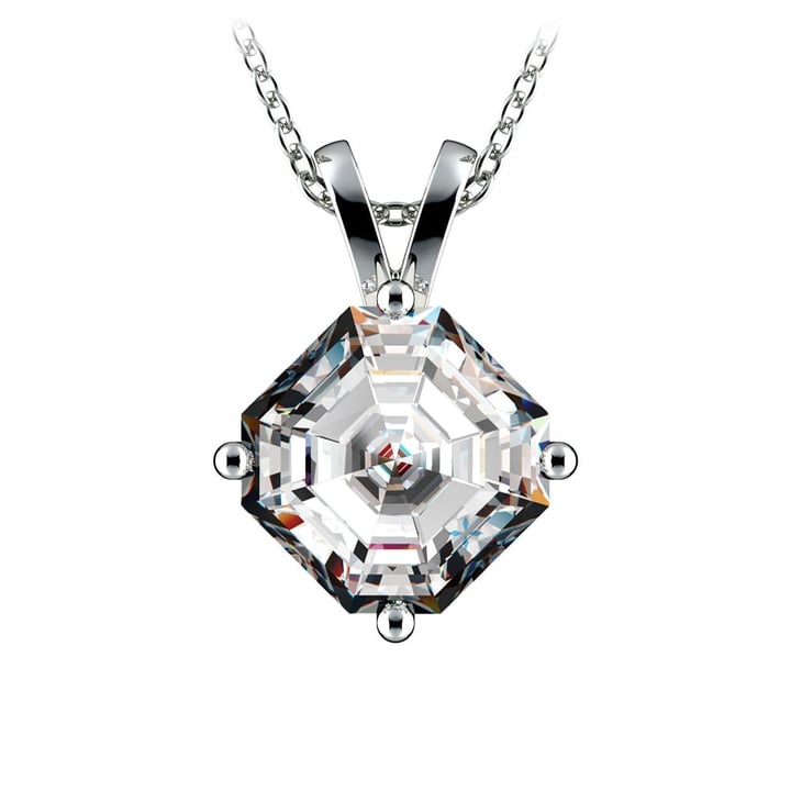 Three Carat Asscher Diamond Pendant Necklace In Platinum | 01