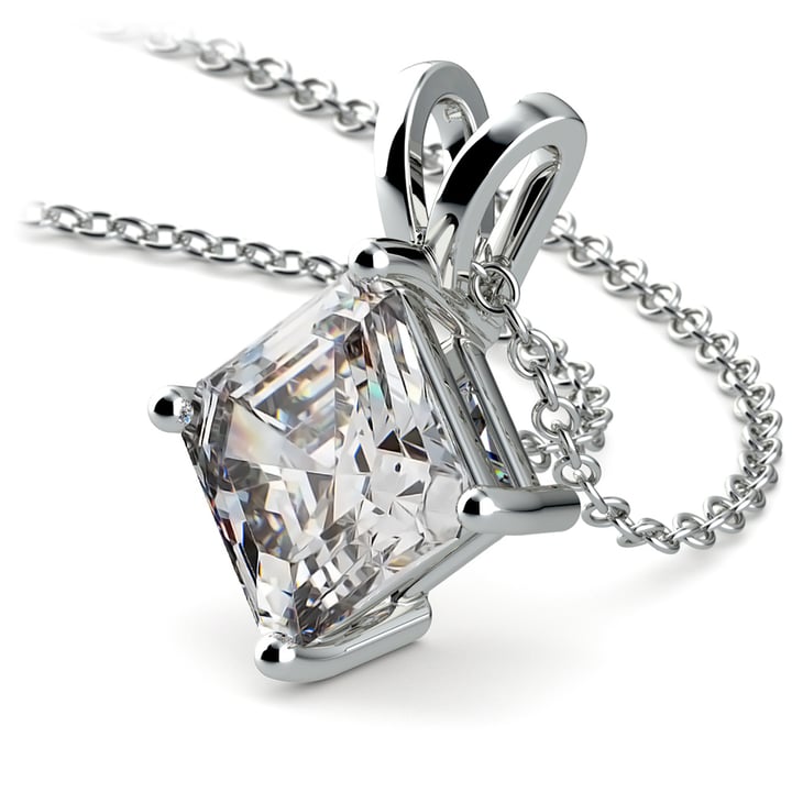 Three Carat Asscher Diamond Pendant Necklace In Platinum | Thumbnail 03