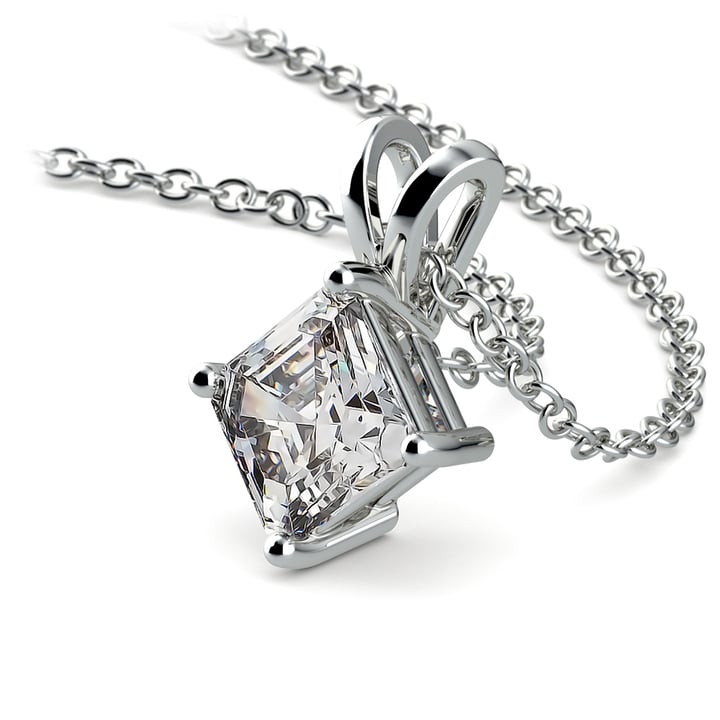 One Carat Asscher Cut Pendant Diamond Necklace In White Gold | 03