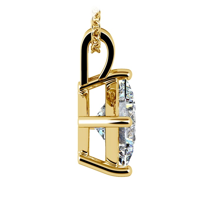 Three Carat Asscher Diamond Pendant Necklace In Yellow Gold | 02