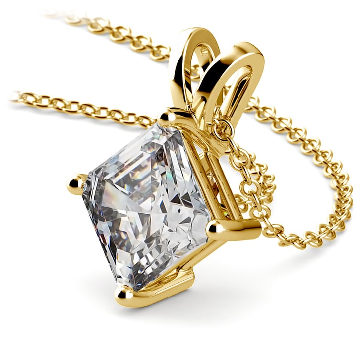 Three Carat Asscher Diamond Pendant Necklace In Yellow Gold | 03