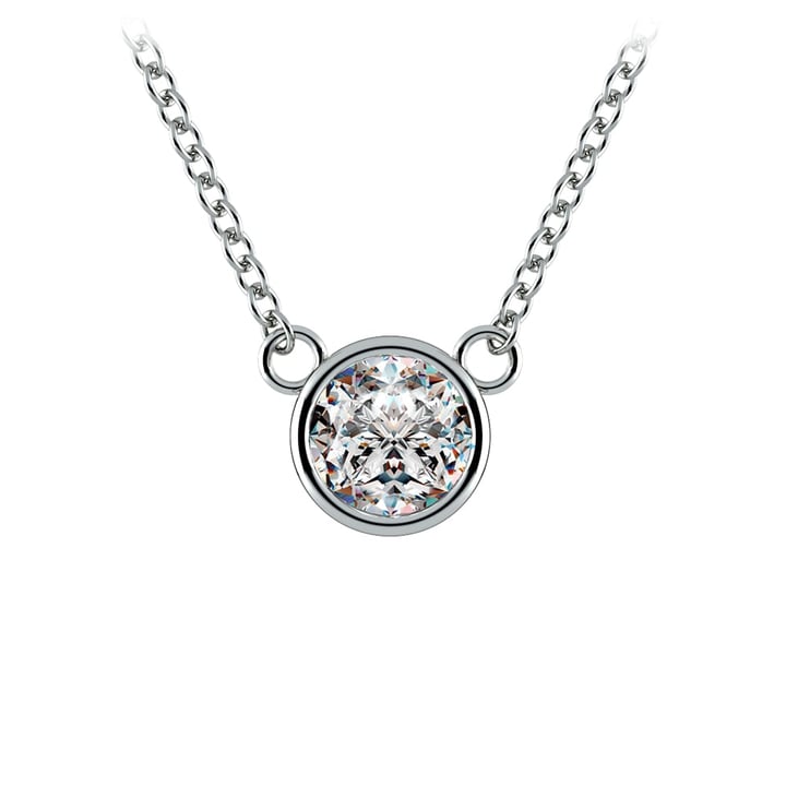 Delicate 1/2 Ctw Bezel Set Diamond Necklace In Platinum | 01