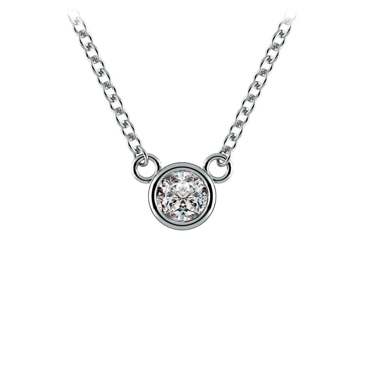 1/5 Ctw Bezel Diamond Solitaire Necklace In Platinum | Thumbnail 01