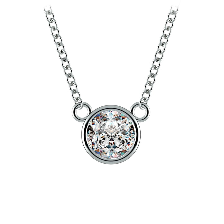 Bezel Set Diamond Solitaire Necklace In Platinum (3/4 Ctw)  | 01
