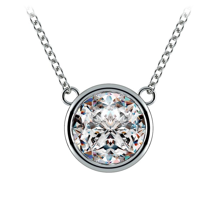 Diamond Bezel Necklace In Platinum (3 Ctw) | 01