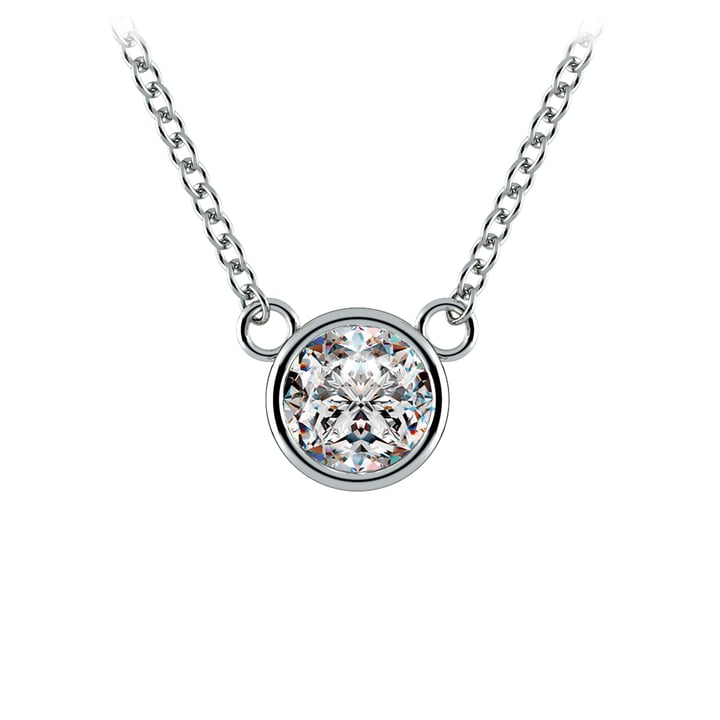Delicate 1/2 Ctw Bezel Set Diamond Necklace In White Gold | Thumbnail 01