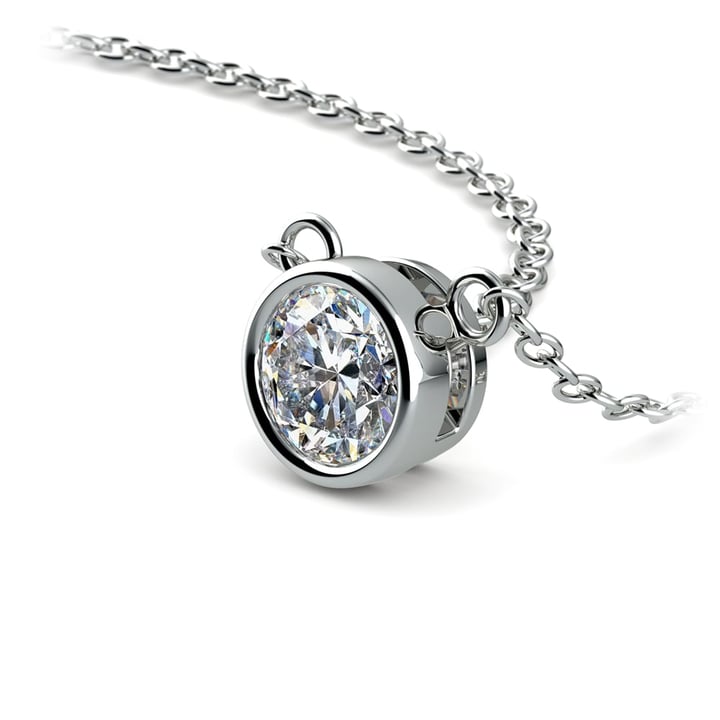 Delicate 1/2 Ctw Bezel Set Diamond Necklace In White Gold | Thumbnail 03