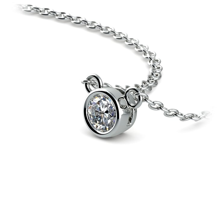 1/4 Ctw White Gold Bezel Diamond Necklace Pendant | 03