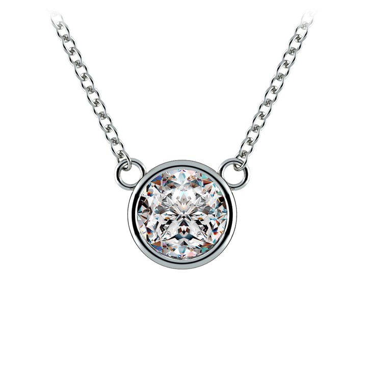 One Carat Bezel Set Diamond Necklace In White Gold | Thumbnail 01