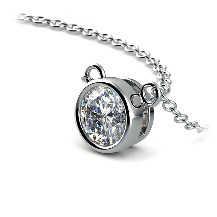 Bezel Set Diamond Solitaire Necklace In White Gold (3/4 Ctw)  | 03