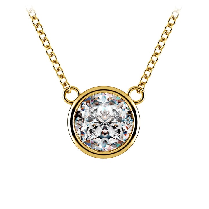 Bezel Diamond Solitaire Pendant in Yellow Gold (2 ctw) | Thumbnail 01