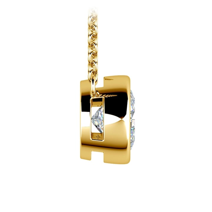 Bezel Diamond Solitaire Pendant in Yellow Gold (2 ctw) | 02