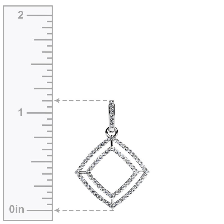 Square Shadow Box Diamond Pendant Necklace | 02