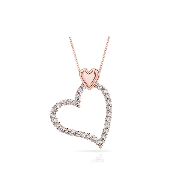 Charmed Diamond Heart Necklace In Rose Gold (1/2 Ctw) | Zoom