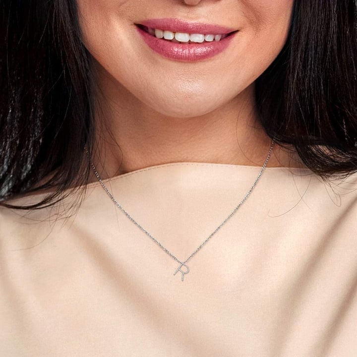 Diamond Initial Necklace - R