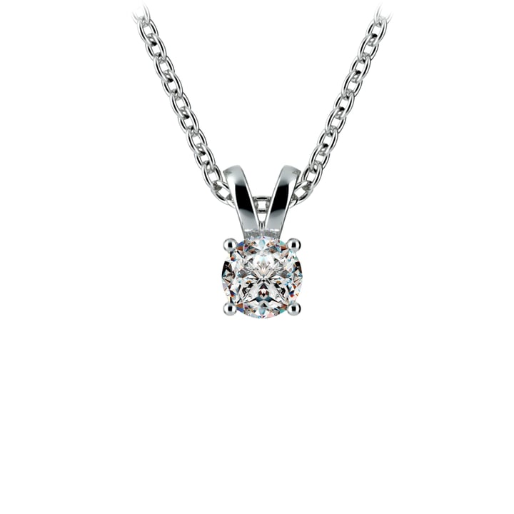 Dainty 1/4 Carat Round Diamond Necklace In Platinum | Zoom