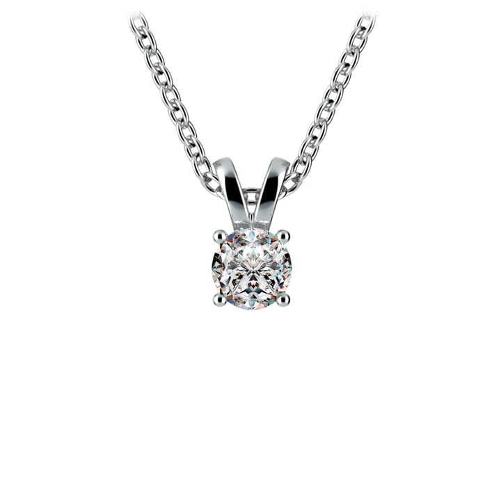 Delicate Round Diamond Necklace In White Gold (1/5 Ctw) | 01