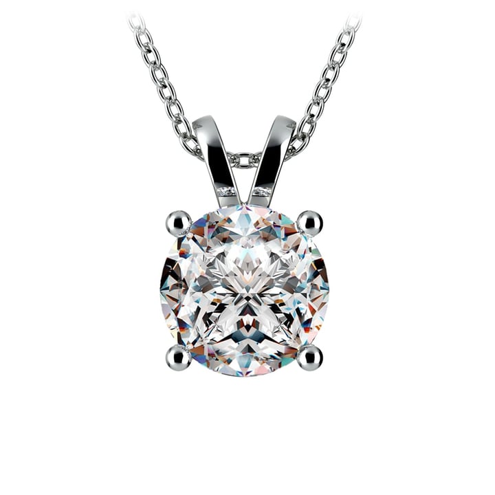 Three Carat Round Cut Diamond Pendant Necklace In White Gold | Thumbnail 01