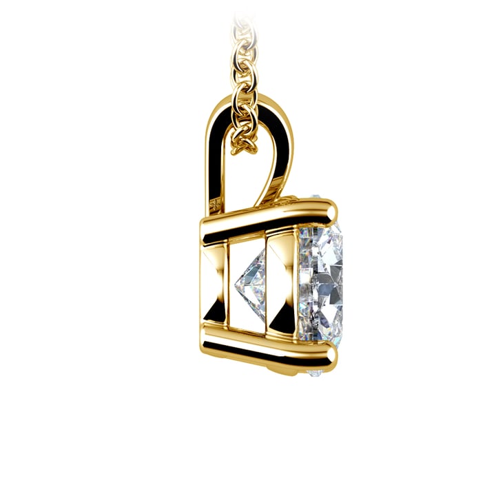 Two Carat Round Diamond Pendant Necklace In Yellow Gold | 02
