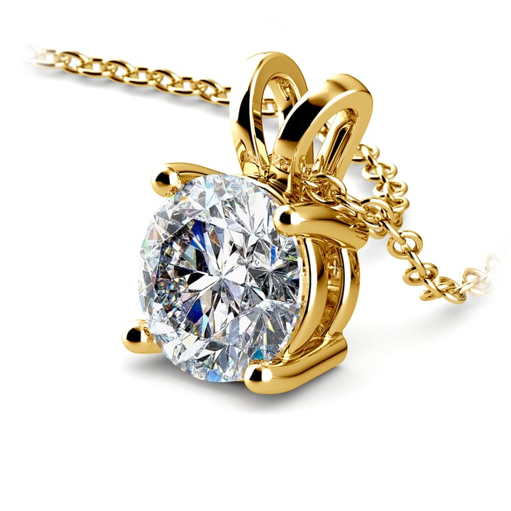 Two Carat Round Diamond Pendant Necklace In Yellow Gold | 03