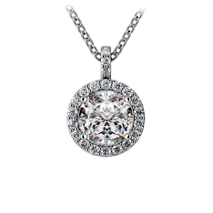 Platinum Halo Diamond Necklace (1 1/2 Ctw) | 01