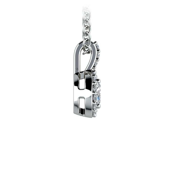 Platinum Diamond Halo Pendant Necklace (3/4 Ctw) | Thumbnail 02